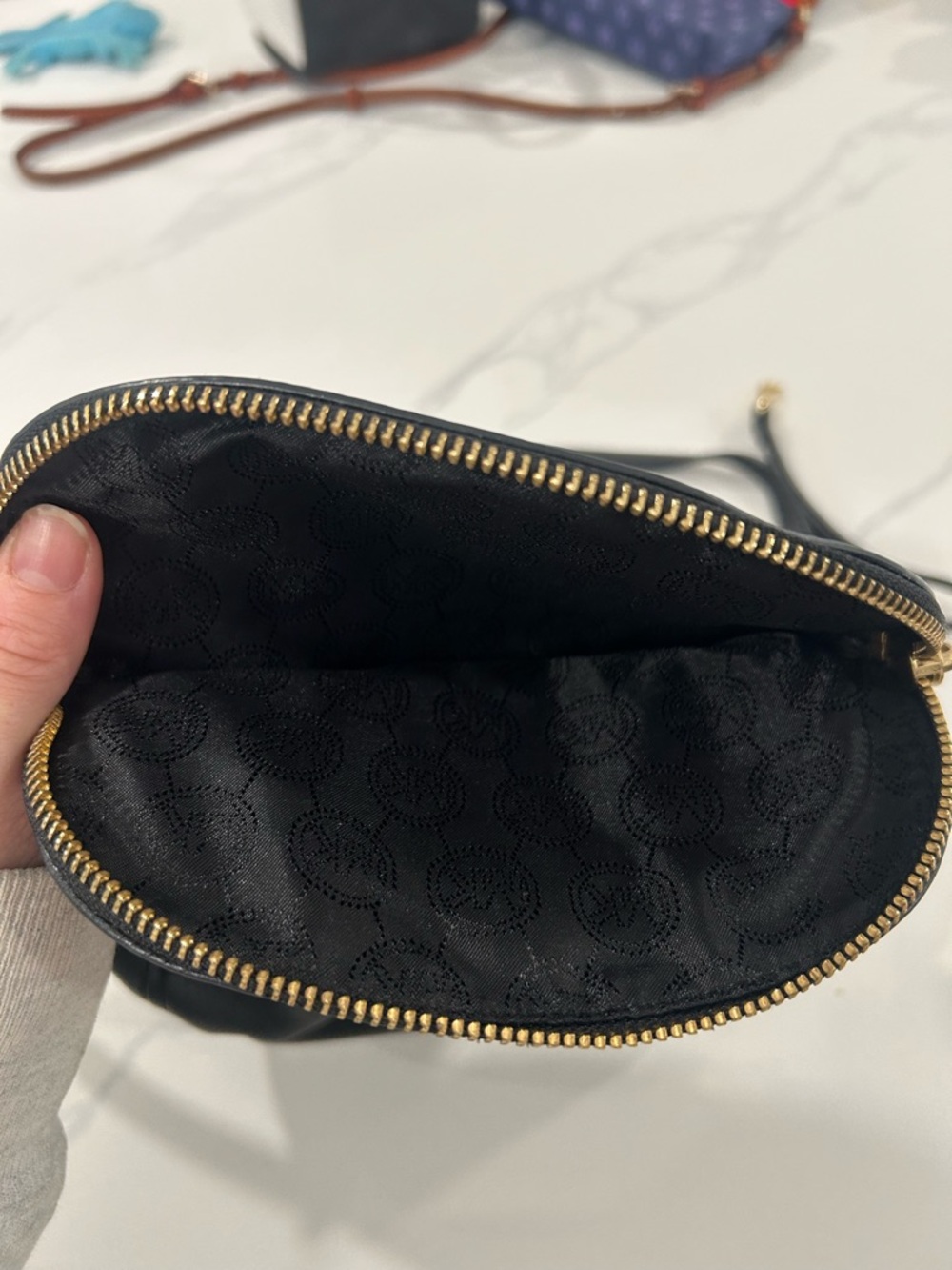 Michael Kors Black Pebbled Leather Crossbody with Gold Chain Accents - Picture 6 of 6